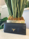 Prada saffiano two tone leather wallet