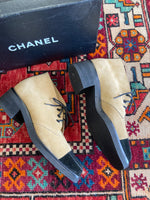 Chanel lace-up suede ankle boots