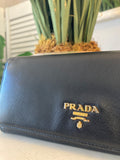 Prada saffiano two tone leather wallet