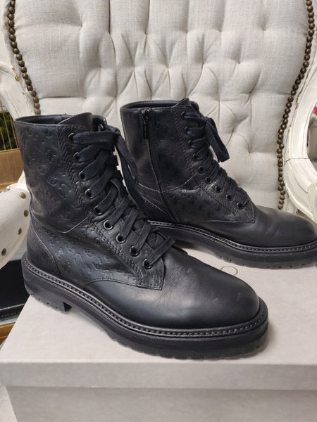 Jimmy Choo Embossed Leather Combat Boots (Size 38.5)