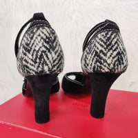 Miu Miu Tweed Peep Toe Heels (Size 36)