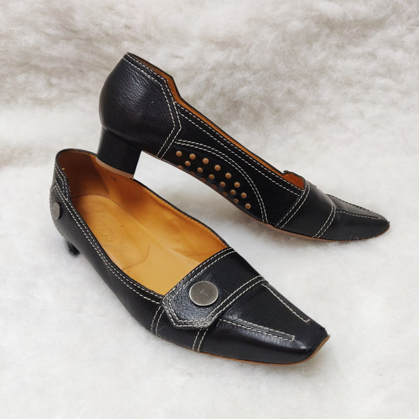 TOD’S Heeled Leather Loafers (Size 40)